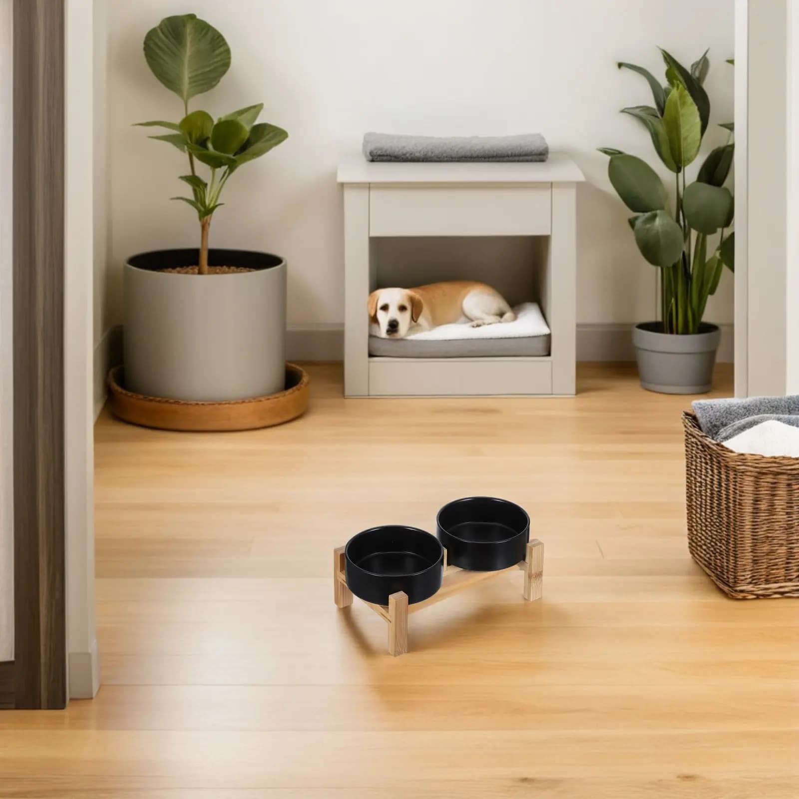 Elevated Ceramic Dog Bowl Set Raised Dog Bowls Non-Slip Stand Food Water Feeding Dish 400Ml Large Small Medium Pets Dishwasher