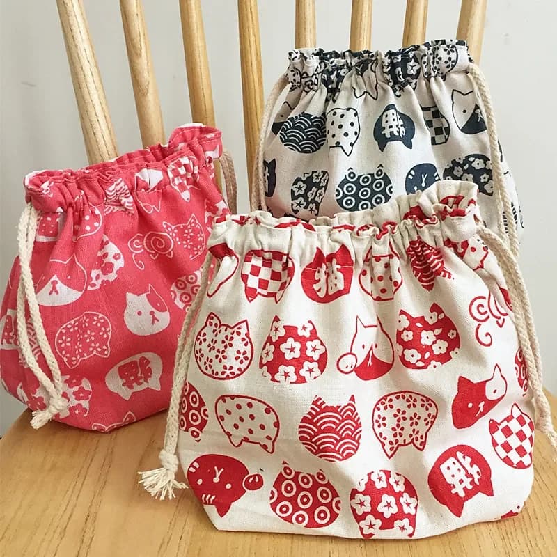 Luckey Cat Lunch Bag Thermal Insulated Student Lunch Box Tote Cooler Bag Bento Pouch Lunch articoli vari Storage Bag Organizer