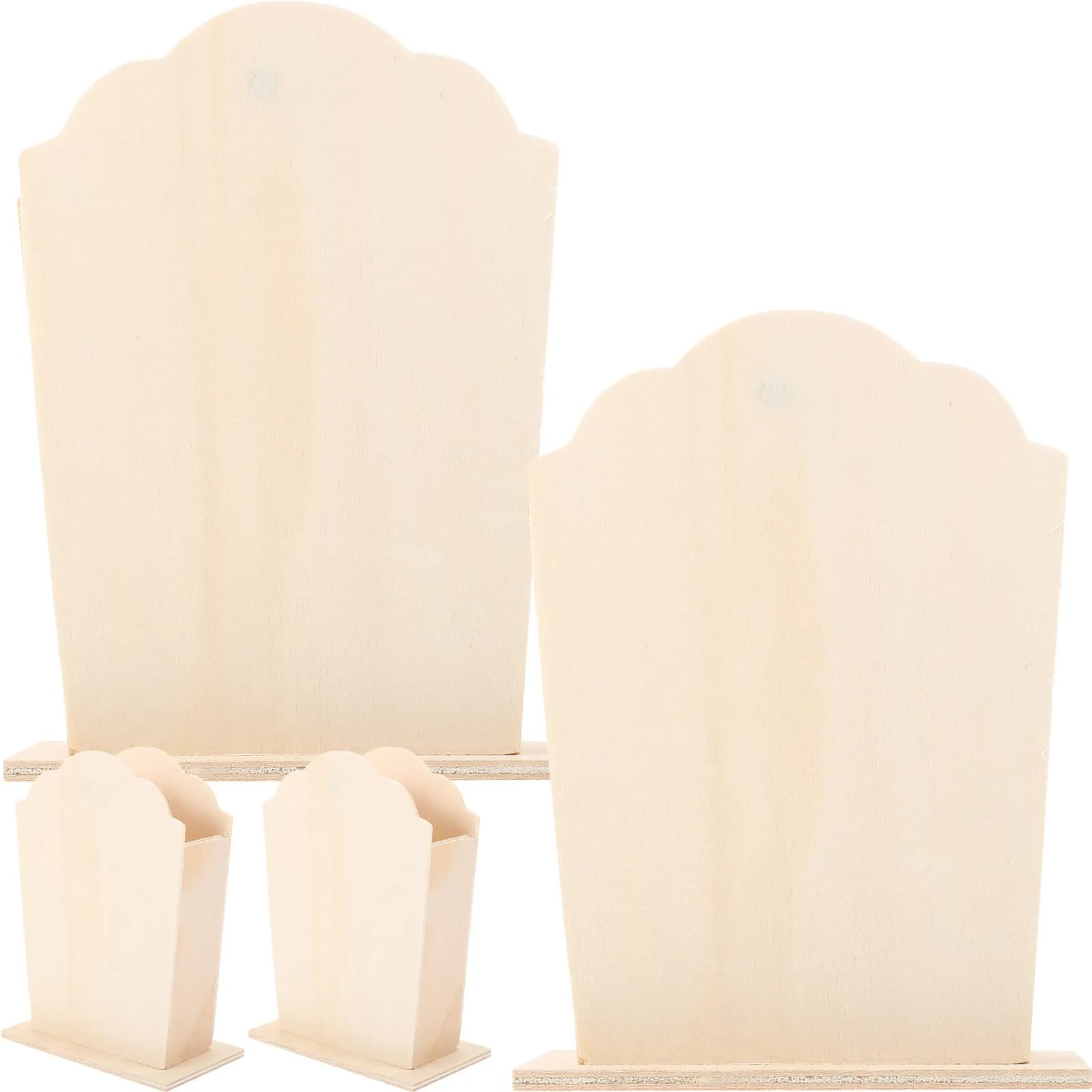 Set di 4 Portapenne in Legno Grezzo, Contenitori per Penne Fai-da-Te, Porta Matite, Organizer da Scrivania, Porta Pennelli in Legno
