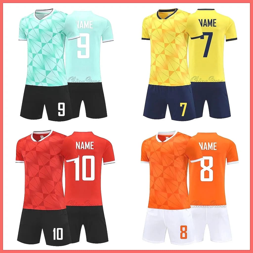Maglia da calcio personalizzata all'ingrosso, vendita diretta dalla fabbrica, set da calcio per ragazzi, bambini e uomini, maglia a maniche corte, divisa da calcio e pallavolo, completo sportivo, Francia, Spagna, Argentina, Inghilterra, Brasile, Marocco, Belgio, Germania, Colombia, Senegal