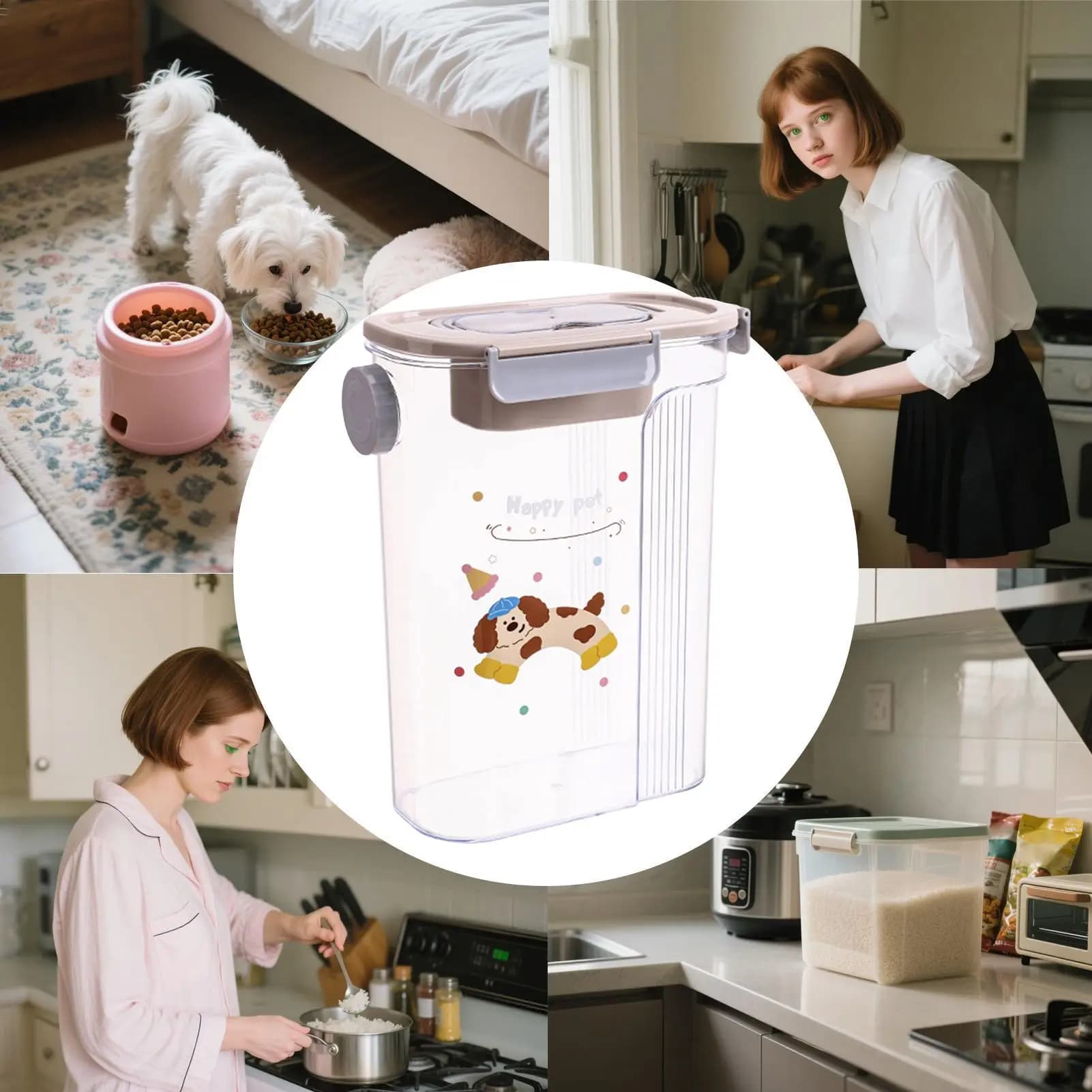 Barattolo per Snack per Cani Ermetico Portatile con Manico, Contenitore per Cibo per Animali Domestici, Barattolo per Snack per Gatti, per Cereali, Riso, Farina, da Cucina e Casa
