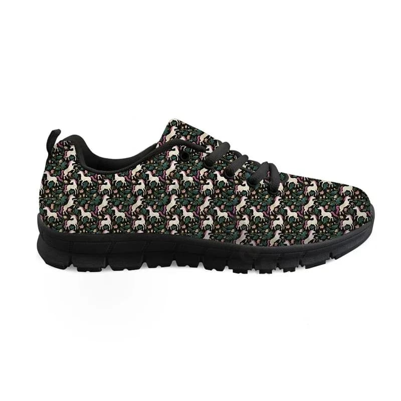 Black Sneakers Women Platform Casual Shoes Floral Horse Design Flatshoes For Custom Large Size Trainers Ayakkabi Erkek