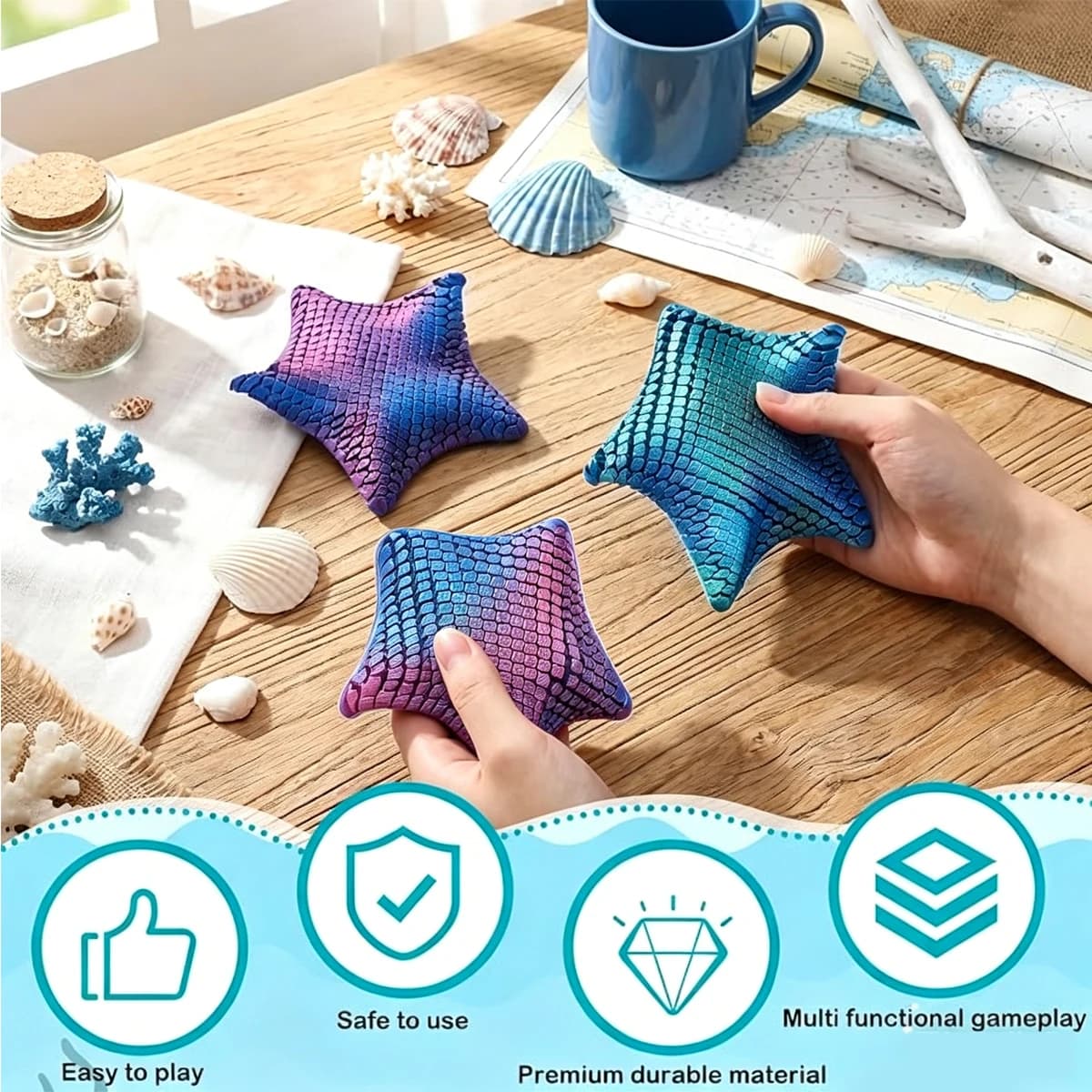 Giocattolo Antistress a Forma di Stella Marina Stampato in 3D, Flessibile e Articolato, per Bambini e Adulti con Autismo e ADHD, Ideale come Regalo per Feste