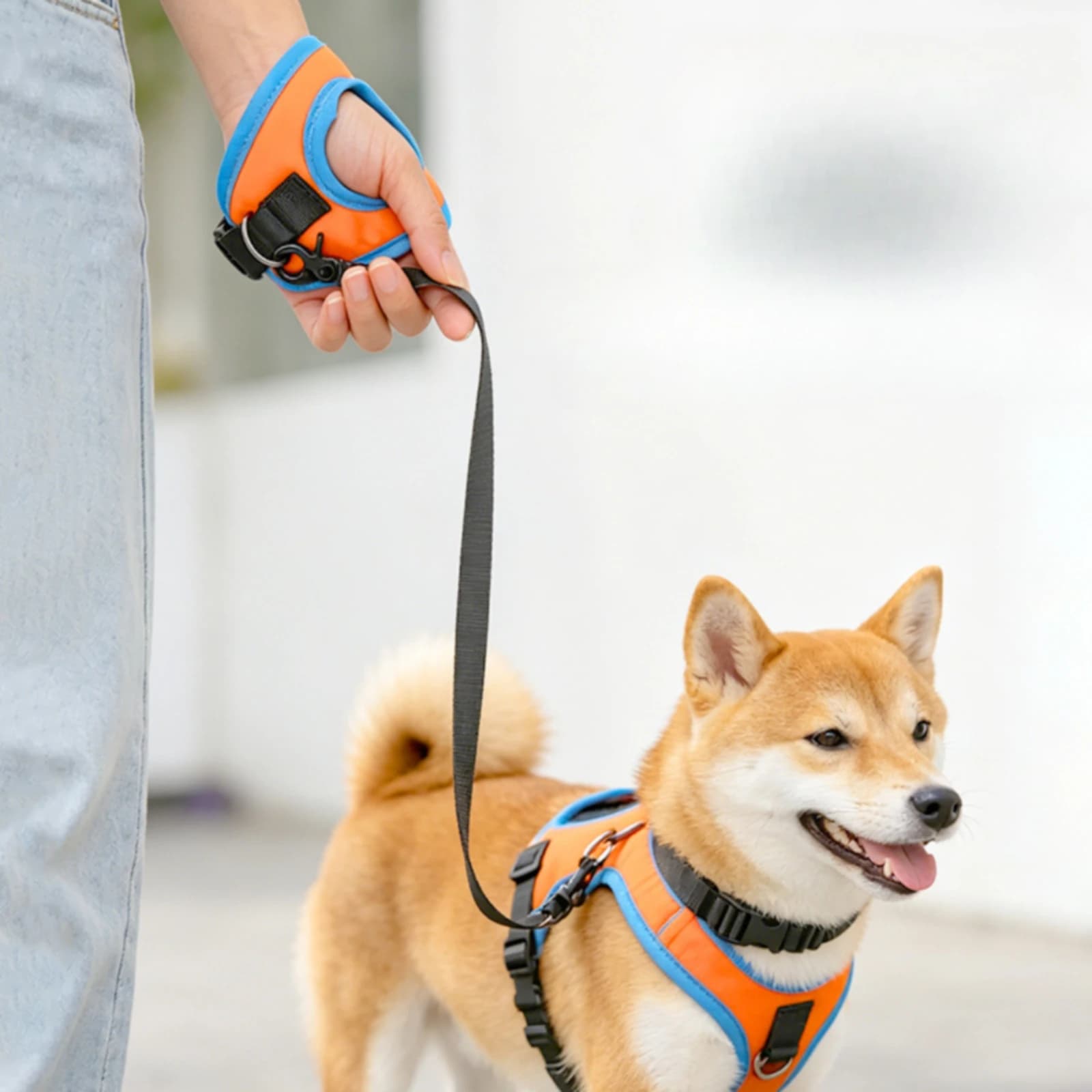Dog Lead with Cuff Long-Lasting Adjustable Dog Leash Wear-Resistant Retractable for Outdoor Activities