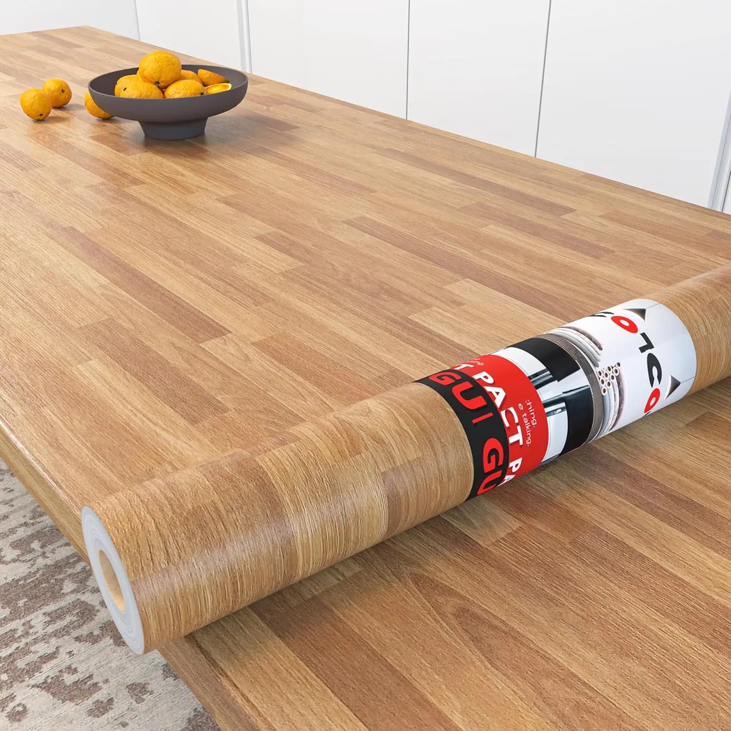 Carta Adesiva Effetto Legno 17.7"x200" per Rivestimento Vinilico di Piani di Lavoro, Mobili e Scaffali da Cucina, Colore Marrone