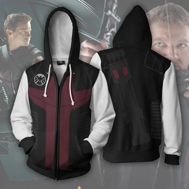 New Deadpool 3D Digital Print Hooded Zipper Sweatshirt With Hood And Open Front