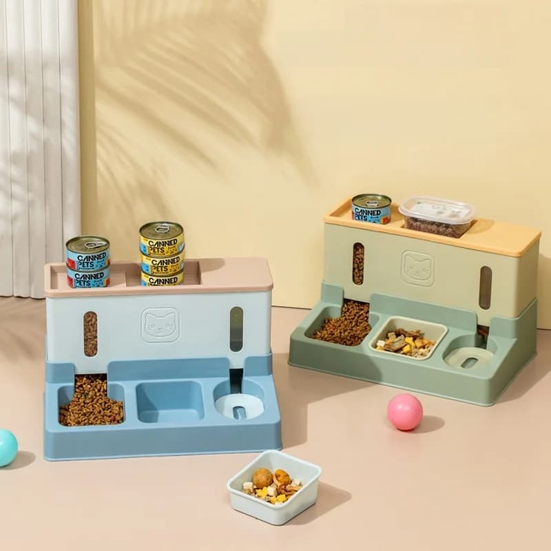 Integrated Pet Water Fountain Feeder Automatic Top up Water Dispenser Food Bowl Dog Bowl Pet Supplies