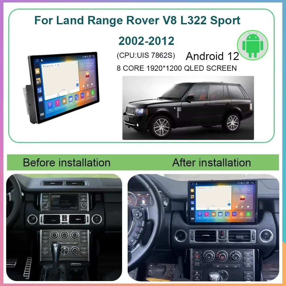 Android 14 13.3-inch Car Radio For Range Rover Vogue L405 L322 Multimedia Player Carplay auto retains the original feature menu