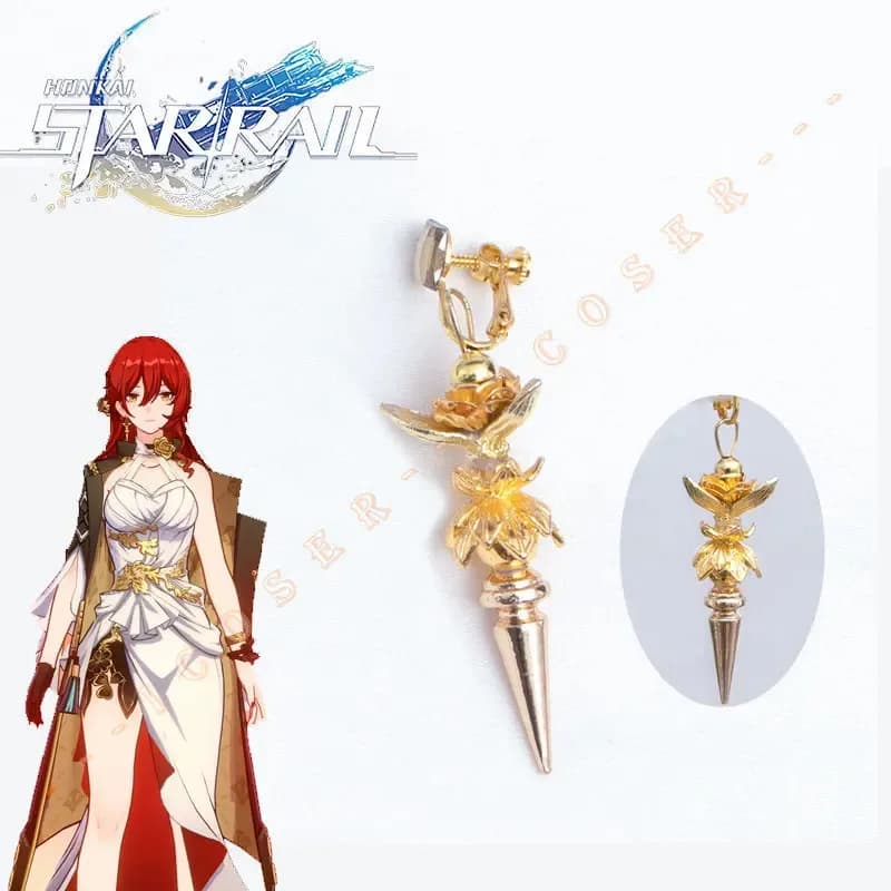 25COSGame Honkai Star Rail Himeko Cosplay Earrings Flower Hair Clips Astral Express Necklace Woman Halloween Pr