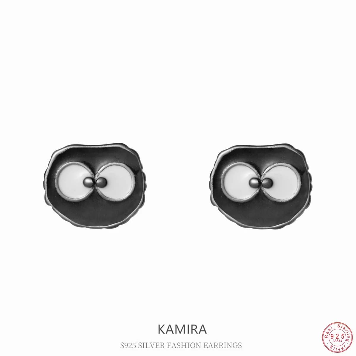 KAMIRA 925 Sterling Silver Cute Chic Design Smalto Nero Briquette Orecchini Penetranti per Le Donne Del Partito di Moda Gioielli Neutri