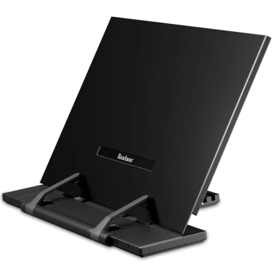 Supporto per Libri in Metallo da Scrivania, Porta Documenti Portatile per Libri di Cucina, Spartiti Musicali, iPad, Laptop, Poggia Libri con 7 Posizioni Regolabili