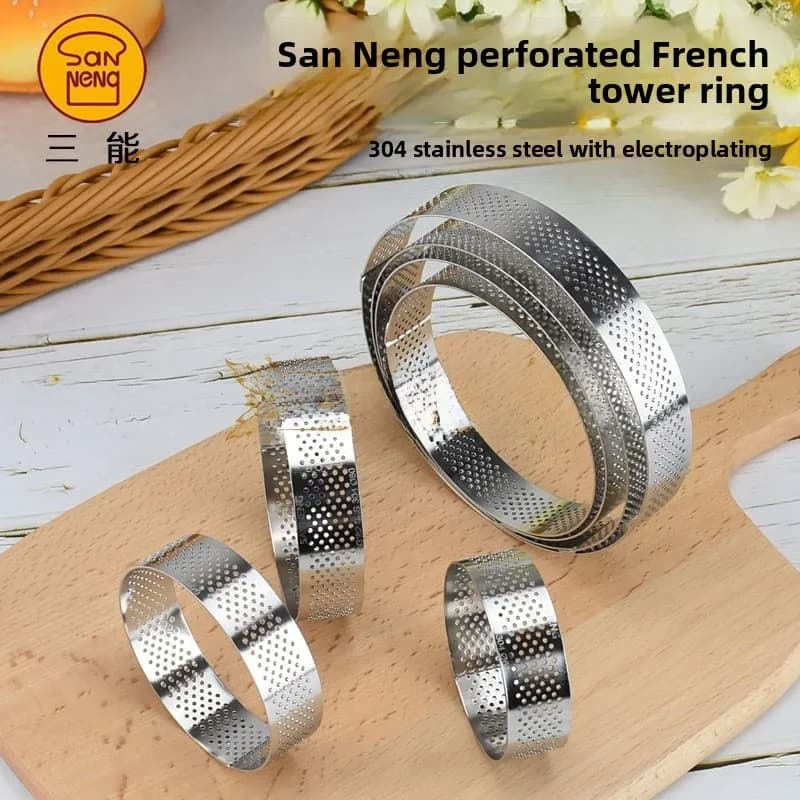 Stampo per Mousse a Torre Forata Three-Able SN3161 in Acciaio Inossidabile, Stampo per Torte SN3160, Utensili da Forno Stile Francese 3162