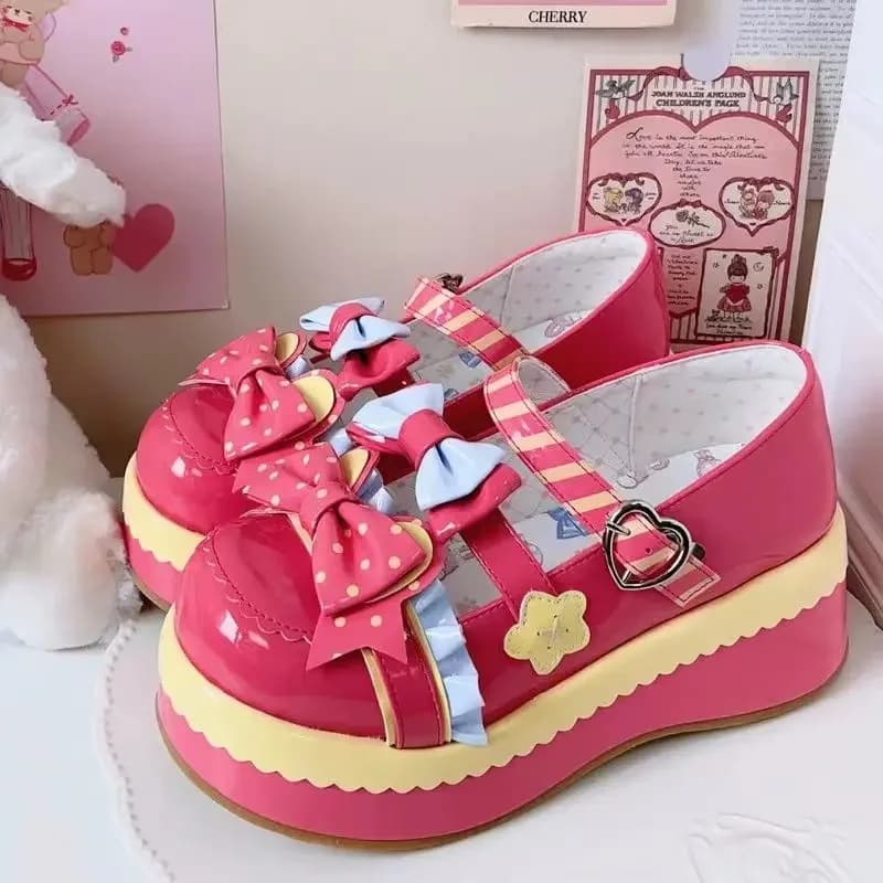 Women's Mary Jane Shoes Sweet and New, Elegant Casual Lolita Shoes with Bow, Fashion Plateau Shoes, Signed Shoes, Zapatos Mujer