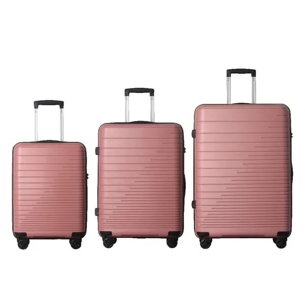 Set di valigie Valigia rigida rosa da 3 pezzi con chiusura TSA, leggera per viaggi d'affari (20'/24'/28')
