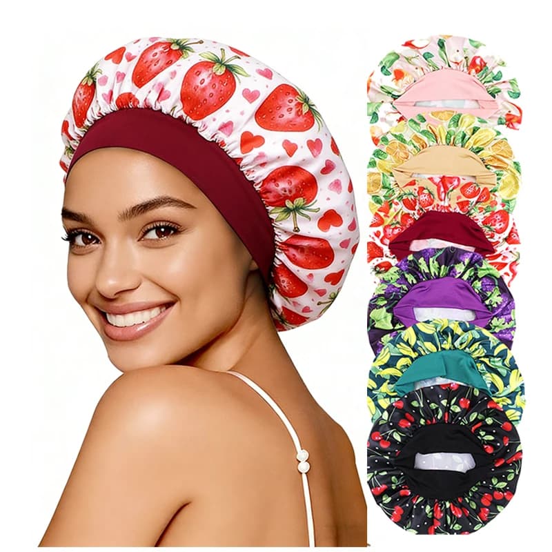 Cappello da Notte con Stampa Frutta per Donne - Berretto da Notte Traspirante e Morbido, Cuffia Multiuso Comoda per Uso Quotidiano