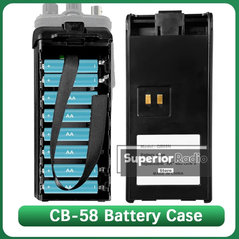 Custodia per batterie QYT CB-58 per walkie-talkie CB, supporta 8 batterie AA, compatibile con i walkie-talkie QYT CB-58 e radio amatoriali bidirezionali.