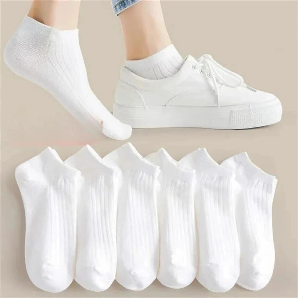 5 Pairs/Pack Ankle Socks Women Invisible Sweat-absorbing Girls Low Tube Boat Socks EU 36-42 female white socks