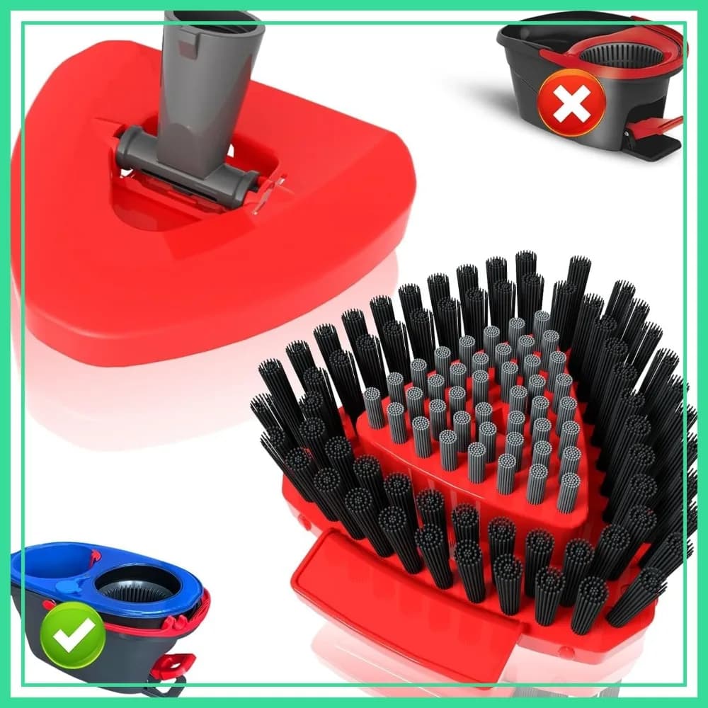 Testina e Base di Ricambio per Mop Rotante, Spazzola Triangolare con Setole Dure per Sistema a 2 Serbatoi, per Pulizia Pavimenti di Bagno e Cucina