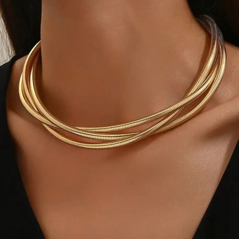 Collana con serpente pieghevole in lega regalo creativo Bracciale twistable punk girocollo flessibile color argento color oro