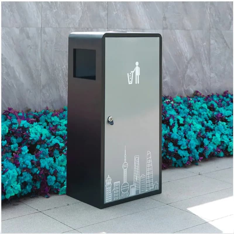 Pattumiera pubblica Pattumiera in metallo per strada Pattumiera in acciaio zincato per esterni dal design commerciale moderno e di lusso personalizzato all'esterno