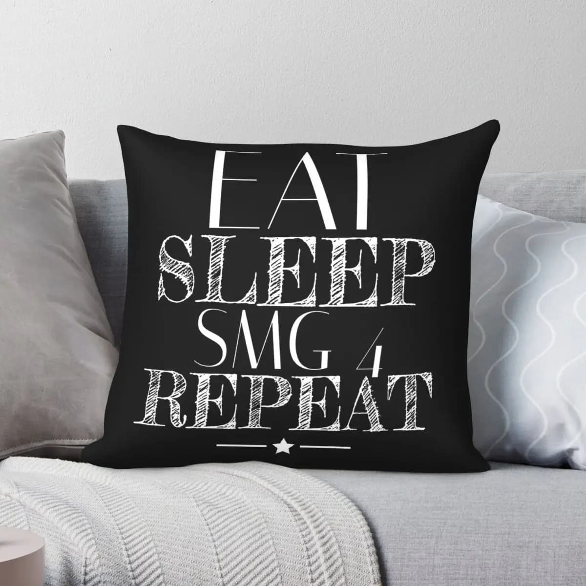 Eat Sleep Smg4 Repeat Pillowcase Polyester Linen Velvet Printed Zip Decor Pillow Case Sofa Seater Cushion Cover 45x45