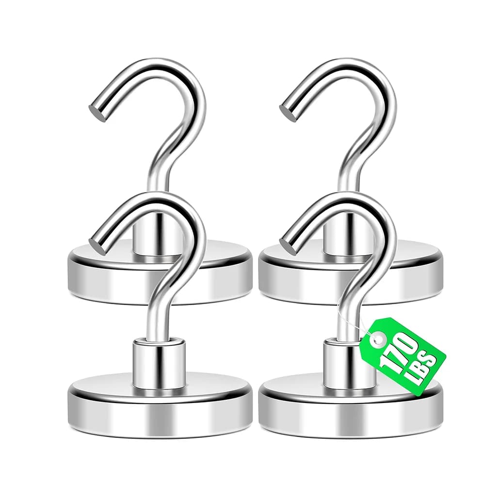 Ganci Magnetici, Magneti Potenti da 170 LB con Gancio, Confezioni da 2-10 Pezzi, Magneti al Neodimio per Appendere Oggetti, Ganci Magnetici
