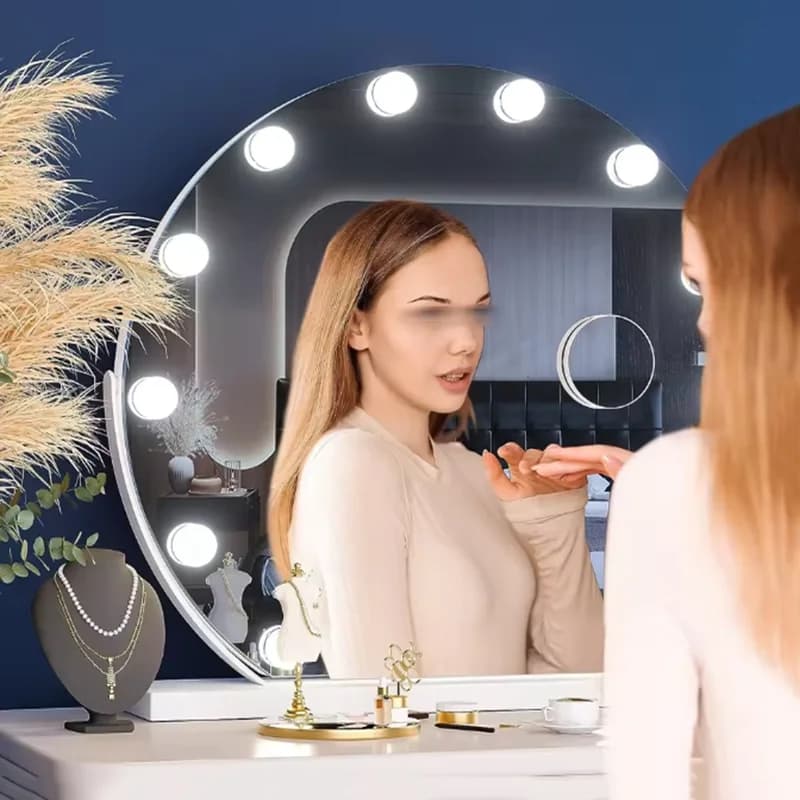 LED Mirror Makeup Mirror w/Lights,3 Color Dimmable Vanity Light,Touch Control,USB Powered,Dressing Table