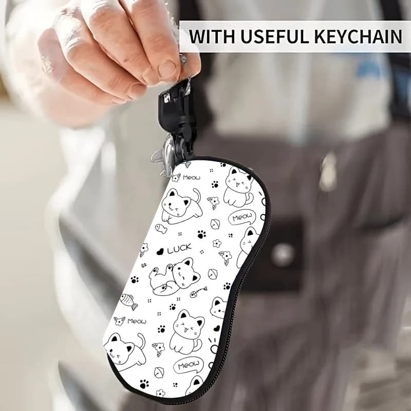 Custodia per Occhiali in Pelle PU Portatile con Cerniera, Porta Occhiali da Sole, Astuccio da Viaggio in Pelle PU per Ragazze