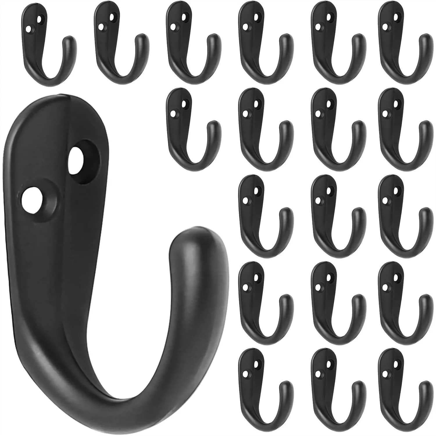20 Coat Hooks Wall Mounted Single Prong with 40 Screws for Hanging Towels, Bags, Hats, Scarves