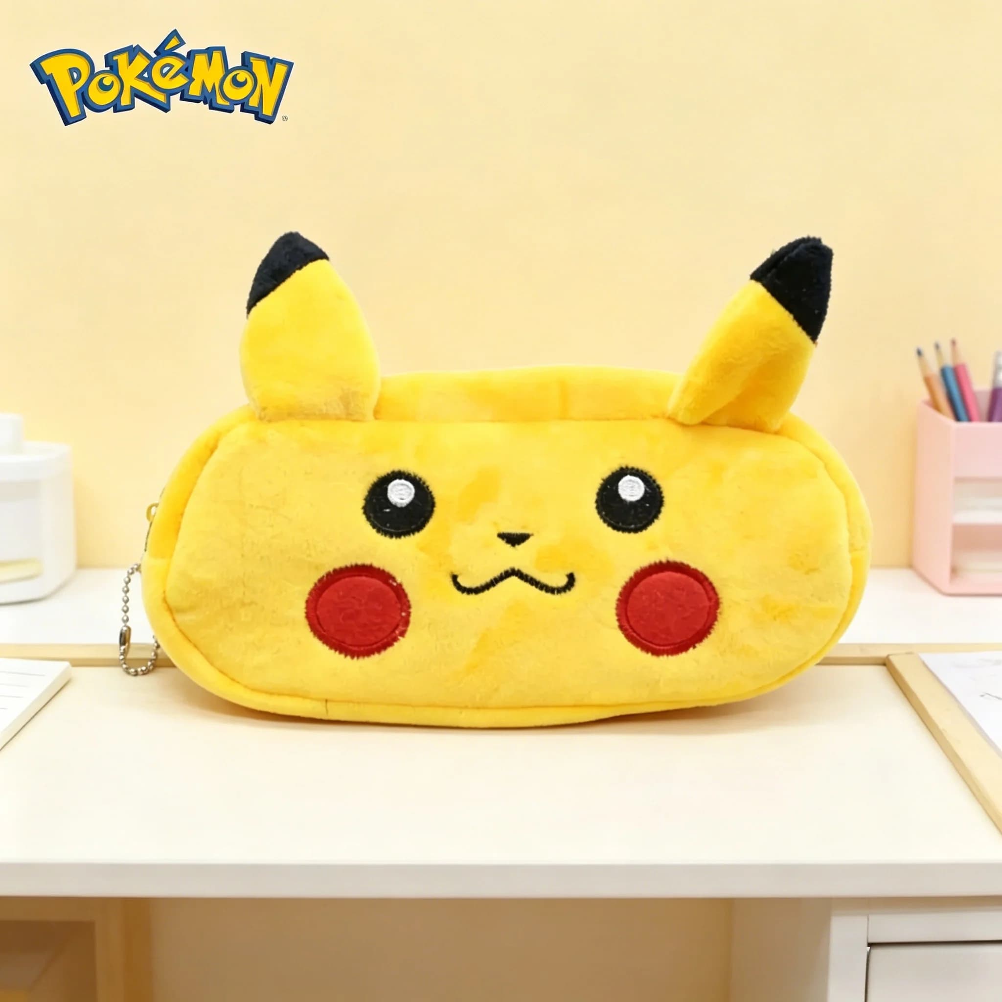 Astuccio portamatite in peluche Pokemon Anime Pikachu per ragazzi e ragazze, borsa per il trucco, articoli di cancelleria per la scuola, regali, giocattoli per bambini