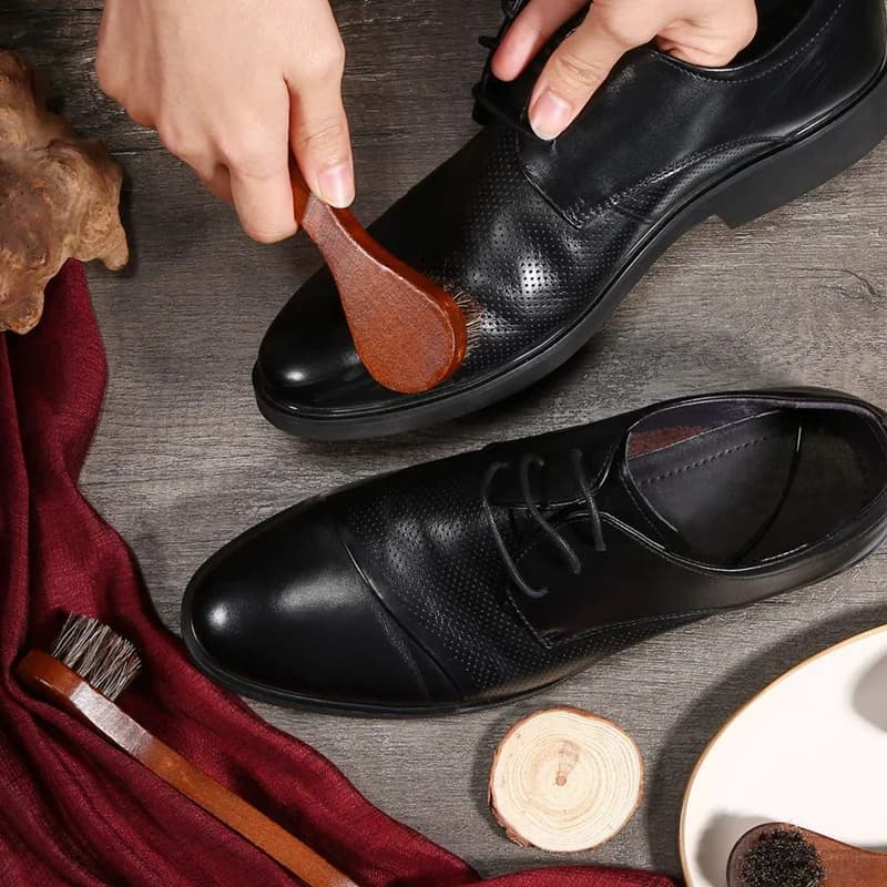Spazzole 3 Pezzi Scarpe in crine Kit Spazzole per lucidare Scarpe in pelle Cura dei stivali Applicatori per lucidatura pulita