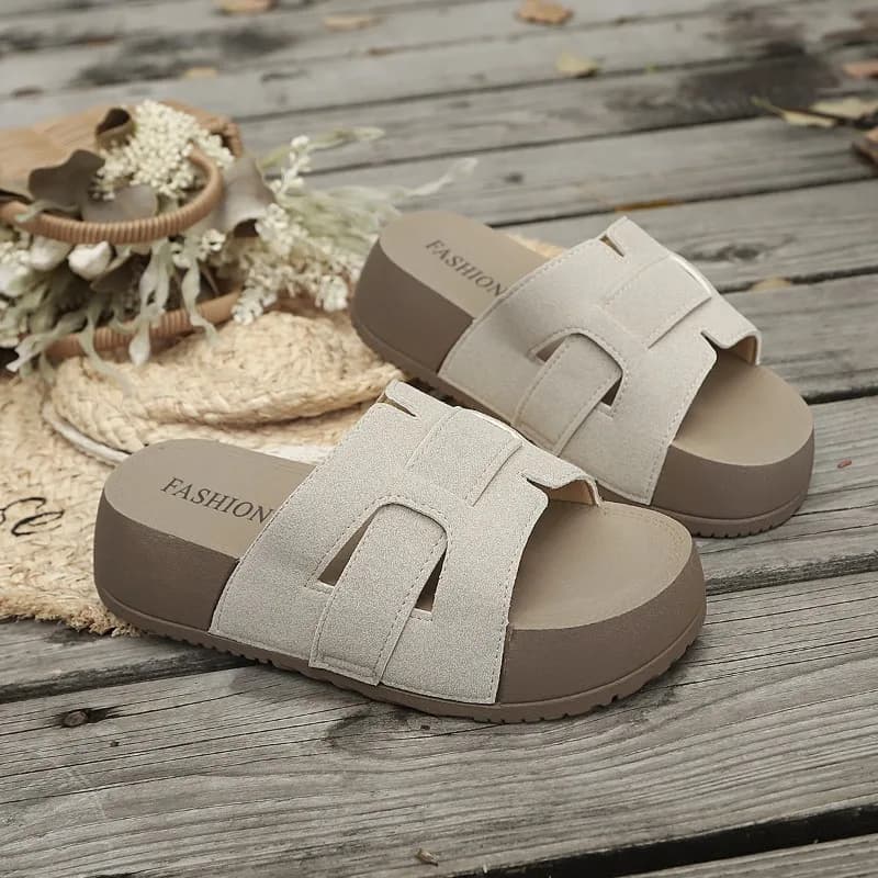 2026 NEW SUMMER Women Cow Suede Mid Heel Fashion Party BLACK White Slippers