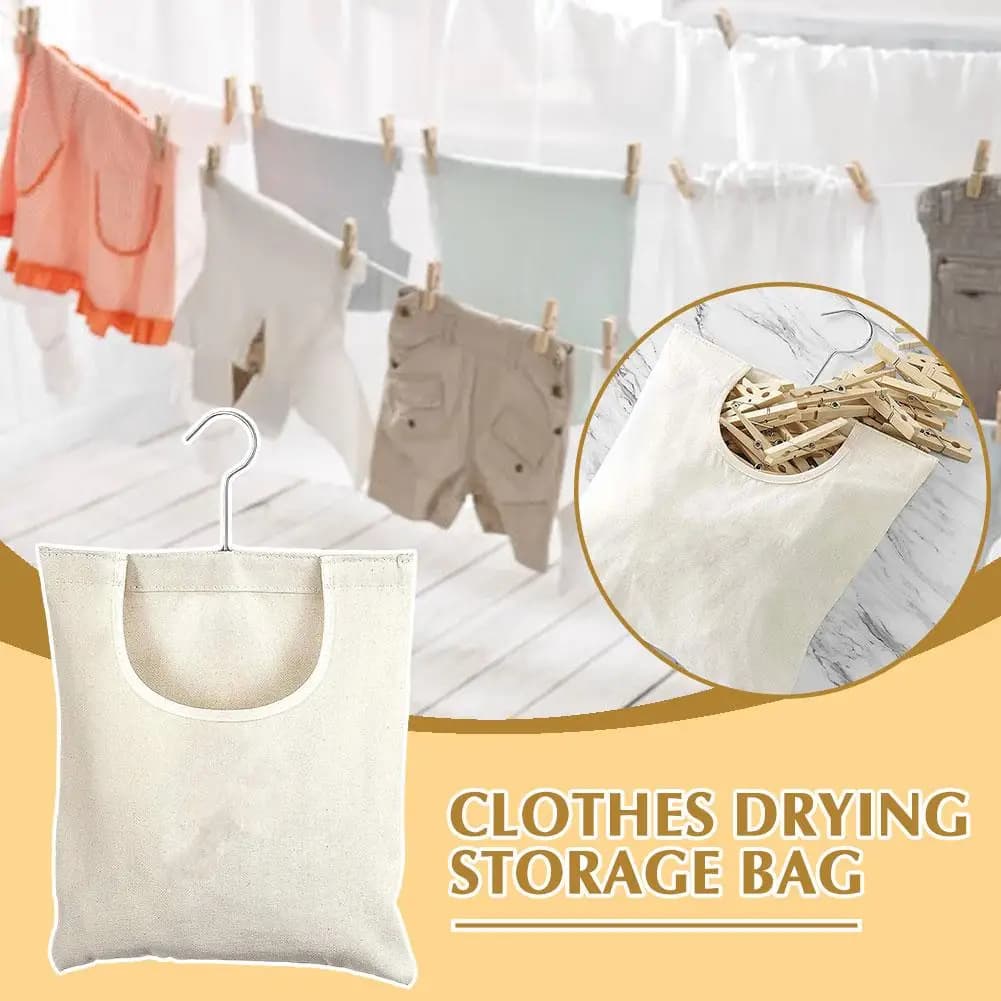 Canvas spring bag, washable, hanging, for laundry springs, home organizer