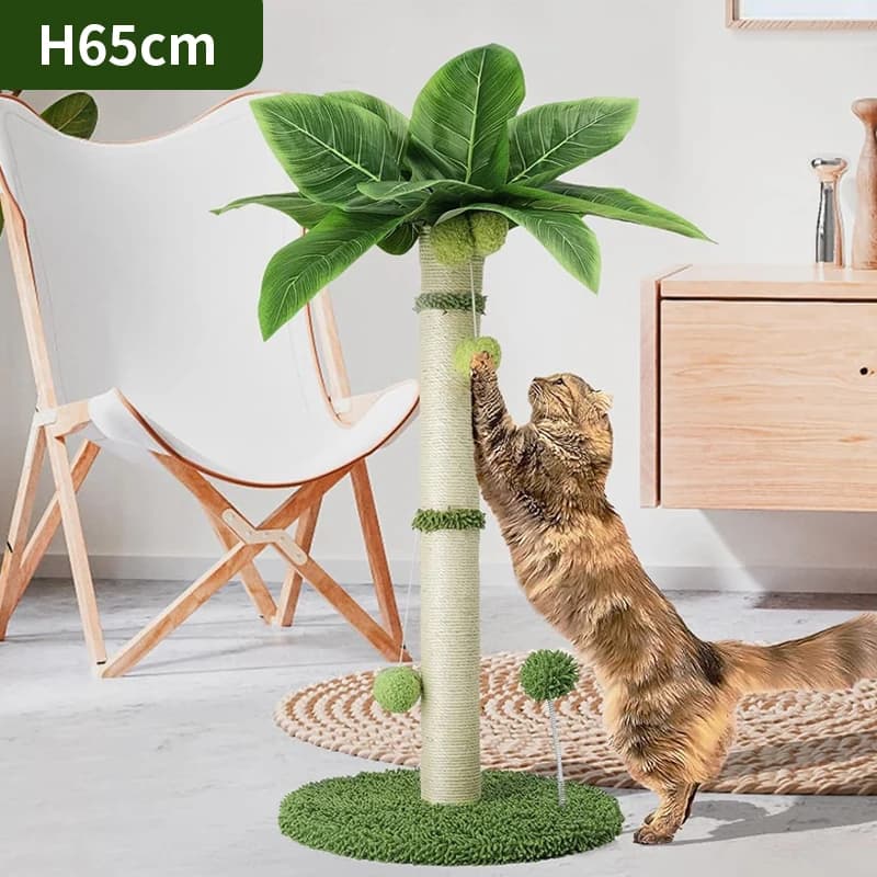 Tiragraffi per gatti Pos per gatti Tiragraffi alti 65 cm con corda in sisal premium Due palline pendenti interattive e giocattoli con palline a molla