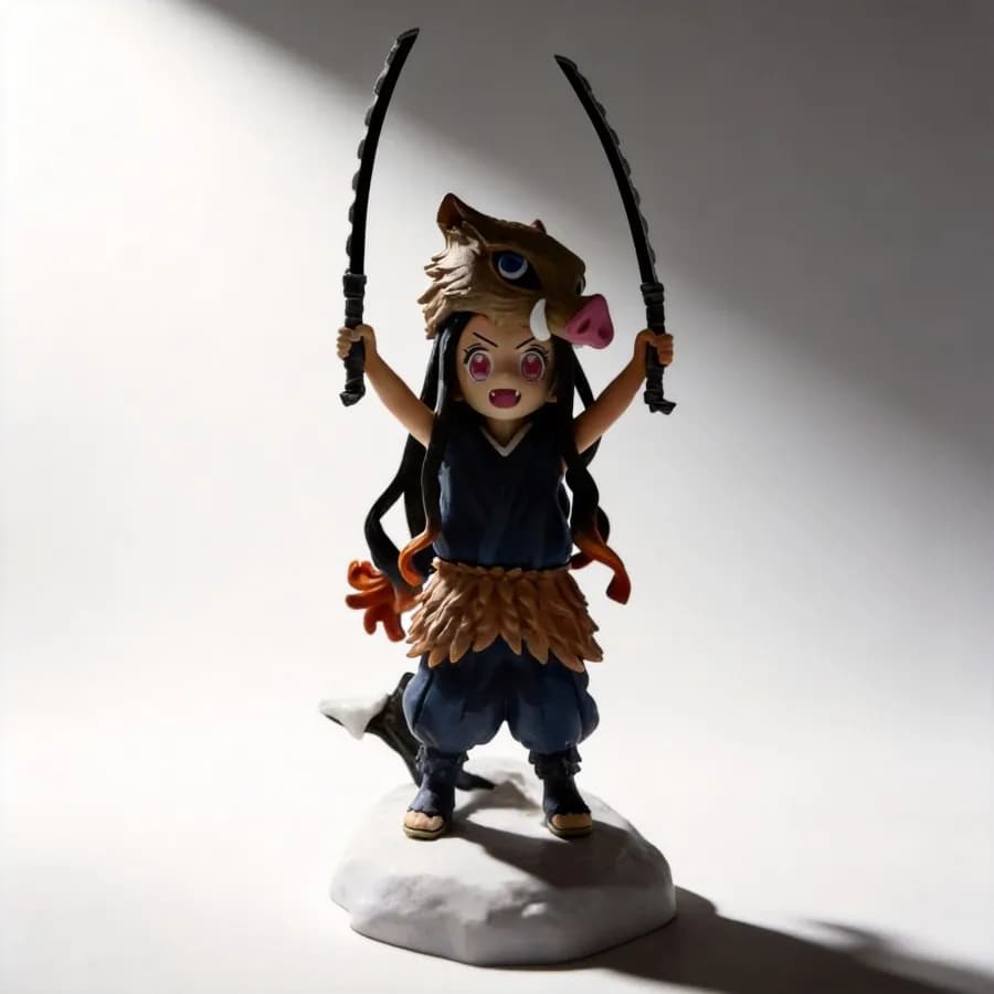Figurina Anime Nezuko Kamado Cos Inosuke Demon Slayer, Modellino Carino da Scrivania, Ornamento da Collezione, Regalo per i Fan