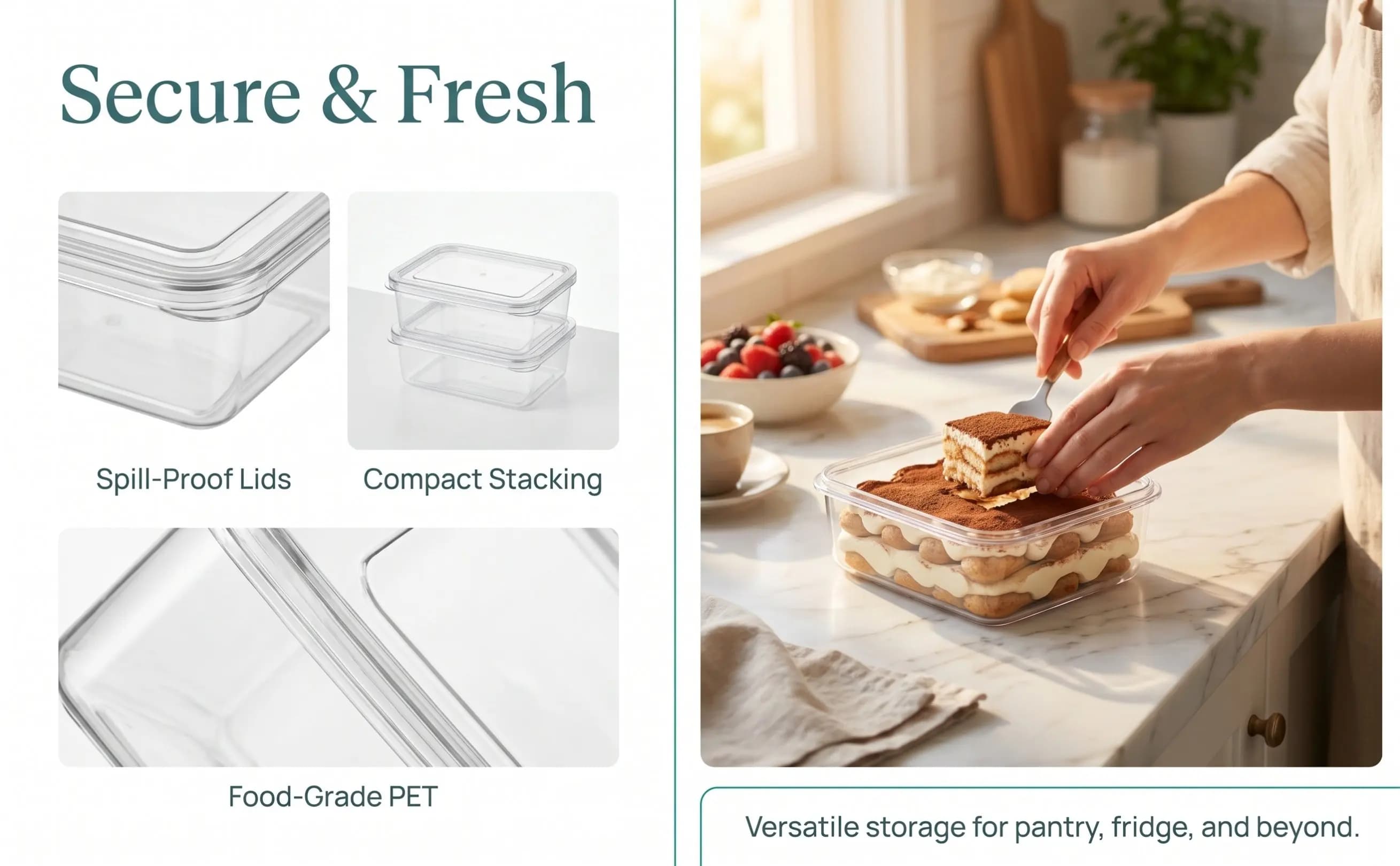 10Pcs Lightweight Sturdy Clear Cake Box Pet Material Tiramisu Packaging Box Transparent Dessert Carrier for Mousse Cupcakes