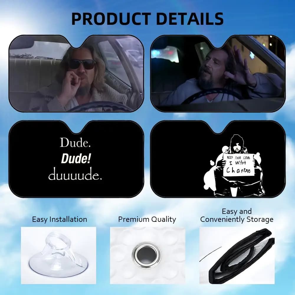 Parasole per Auto D-Dude Divertente, Riutilizzabile in Alluminio, Protezione UV, Isolamento Termico, Copertura Ombreggiante