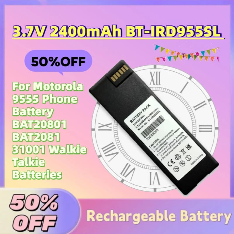 Batteria agli ioni di litio potenziata da 3.7V 2400mAh BT-IRD955SL per Motorola 9555, compatibile con le batterie BAT20801 BAT2081 31001 per walkie-talkie