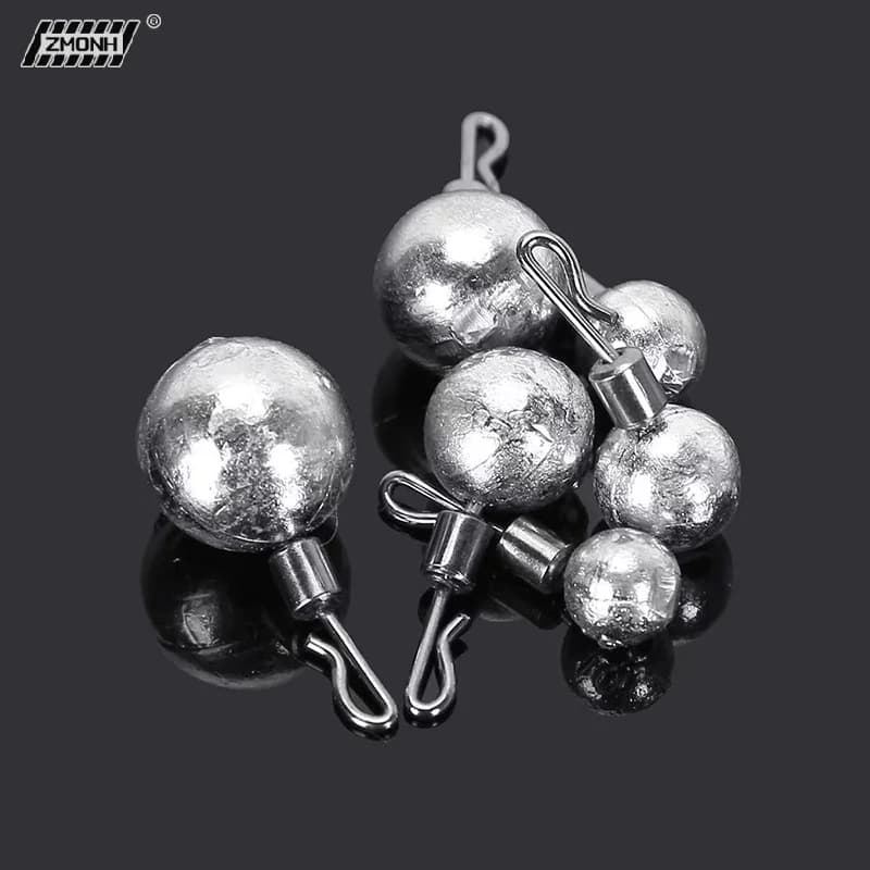 [H] 10 pz/scatola Piombi da Pesca Rotondi in Piombo Solido 2.5g-3.5g-5g-7g-10g-14g-20g Accessori Ausiliari per la Pesca all'Ingrosso