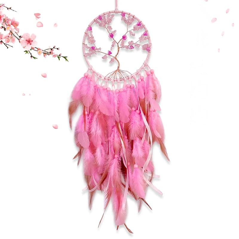 Dream Catcher Hand-woven Natural Crystal Wind Chime Background Wall Decor Living Room Bedroom Hanging Ornaments Holiday Gifts
