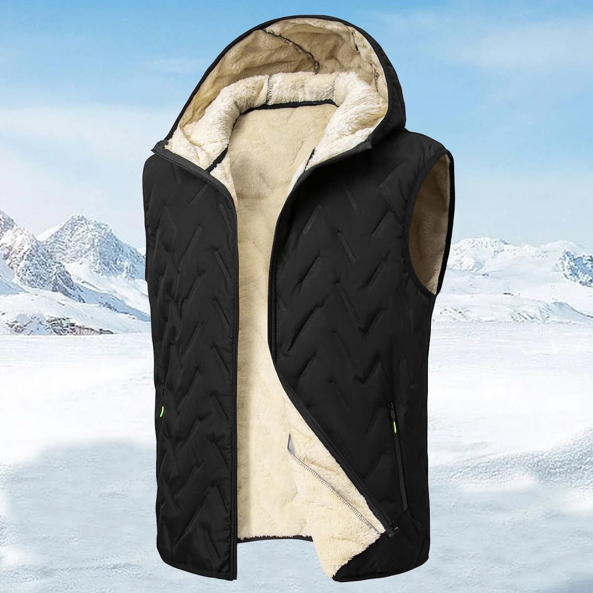 Gilet da uomo in piumino ispessito autunnale e invernale con cappuccio, comodo e caldo, adatto per la vita quotidiana, lo shopping e i viaggi