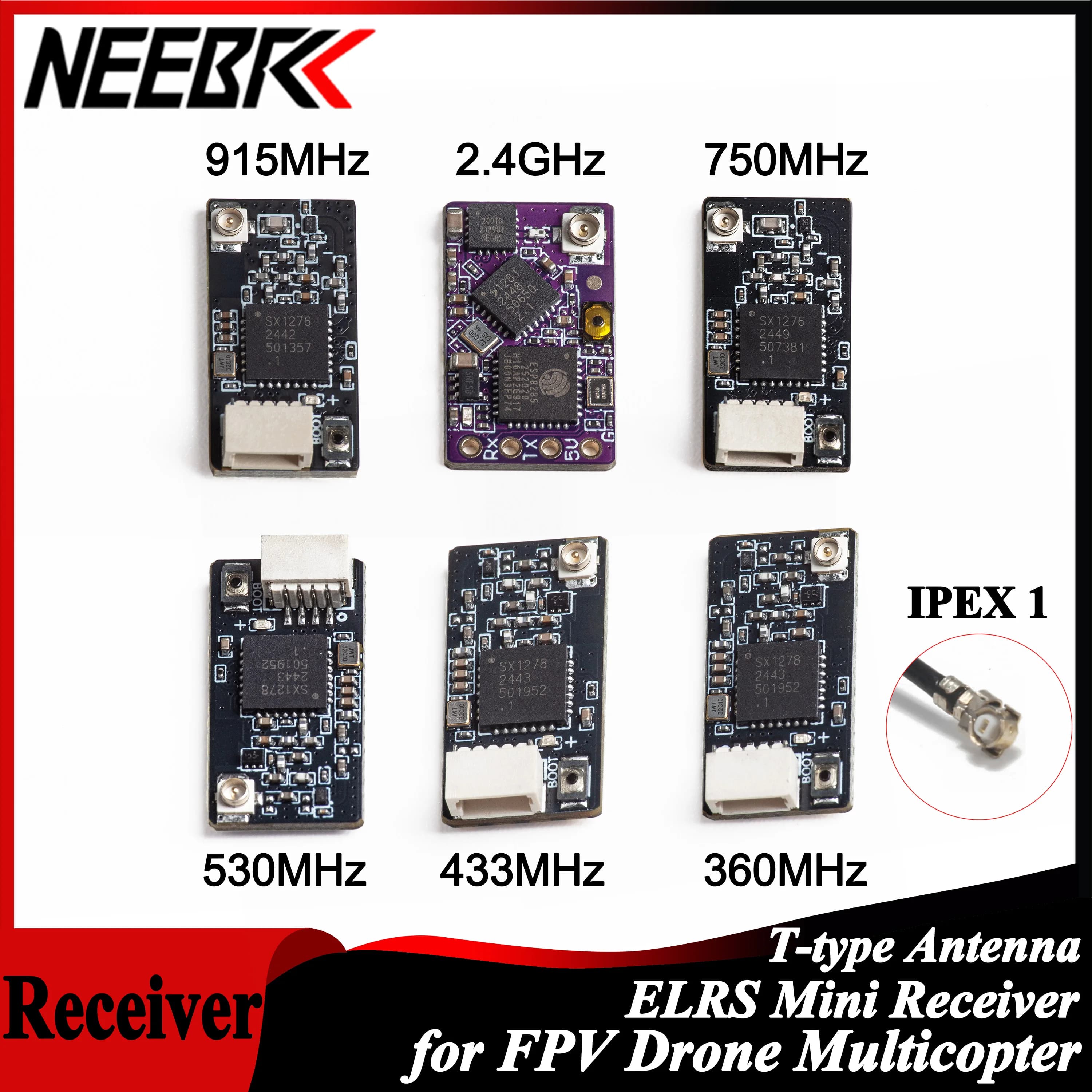 NEEBRC ELRS 2.4G/915Mhz/360Mhz/433MHz/530MHz/750Mhz RX Ricevitore ExpressLRS a lungo raggio per FPV Drone a lungo raggio Quadcopter FAI DA TE