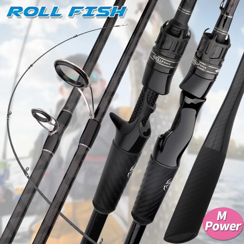 Carbon Fishing Rod ROLLFISH M Power, for Fresh and Salt Water, for Fishing with baits, 2 Pieces
