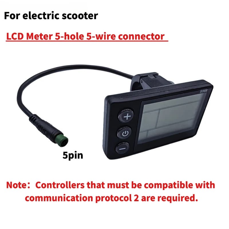 S866 E-Bike Riding Display LCD Display Upgraded Portable Dashboard Screen 24V 36V 48V For Electric Scooter/Bike Replacement Part