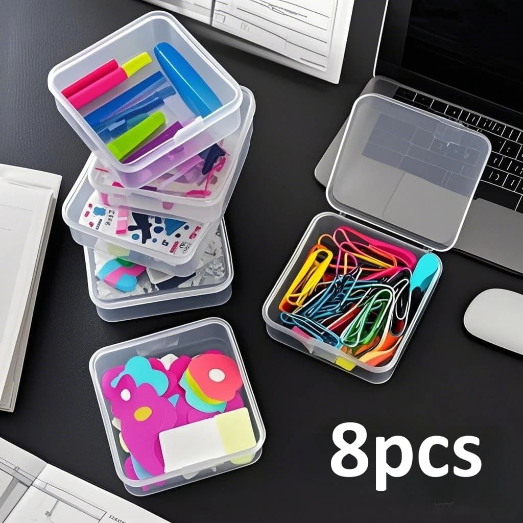 8pcs Clear Storage Boxes Portable Plastic Organizer Container for Beads Jewelry Stickers Stackable Transparent Case Home Office
