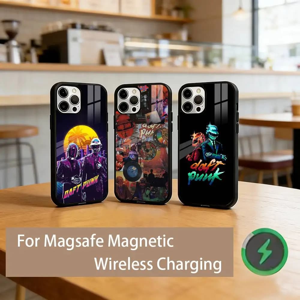 Custodia per telefono Band D-Daft P-Punk per iPhone 17, 16, 15, 14, 13, 12, 11 Plus, Pro, magnetica per ricarica wireless MagSafe