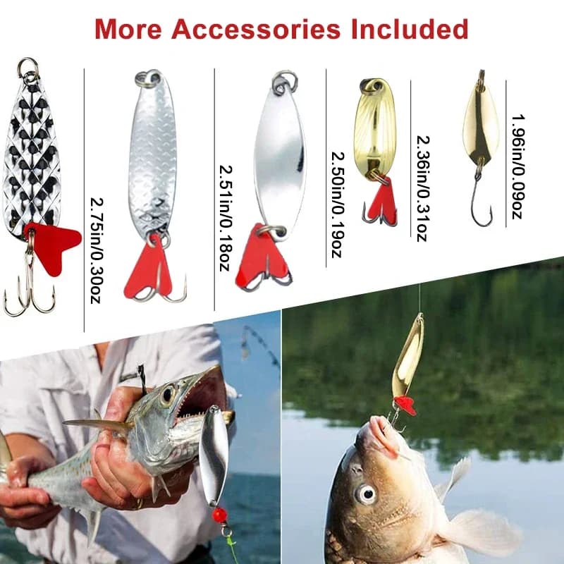 Set di 10 esche artificiali in metallo (Jig Spoon) 2026, esche da pesca oro e argento con scatola porta attrezzi, esche spinner wobbler per acqua dolce e salata
