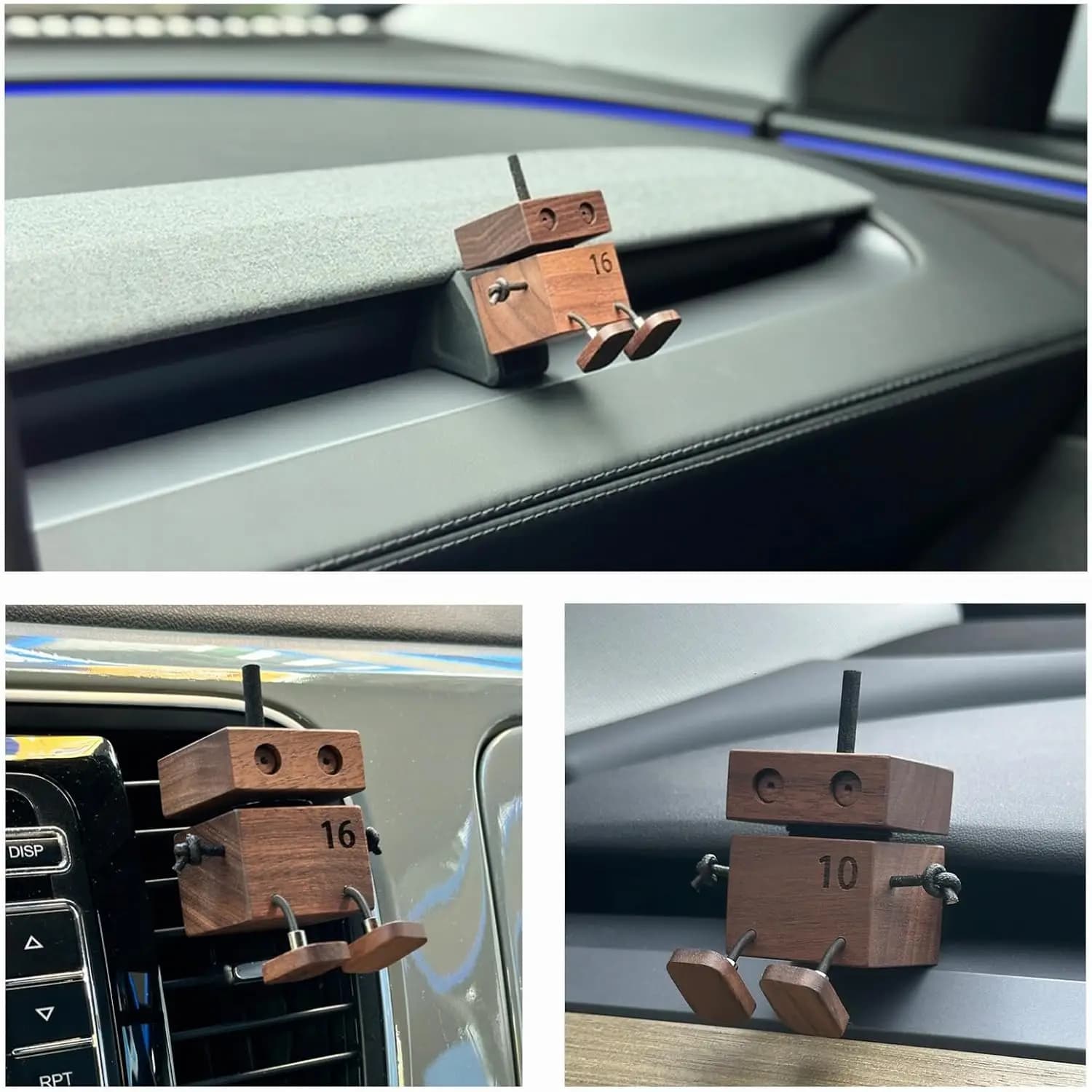 Deodoranti per Auto: Diffusore a Forma di Omino in Legno Scuotibile, Riutilizzabile, da Cruscotto o per Bocchette dell'Aria, Idea Regalo