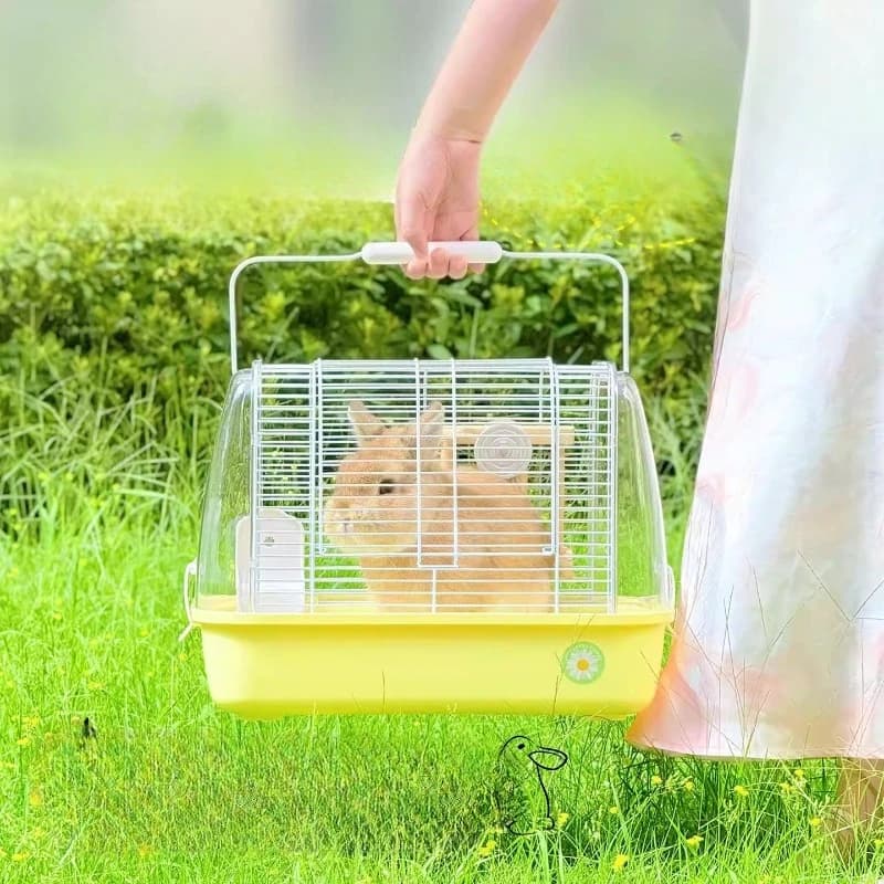 Trasportino per Piccoli Animali, Gabbia da Viaggio Spaziosa e Traspirante con Manico, per Visite al Veterinario e Avventure all'Aperto