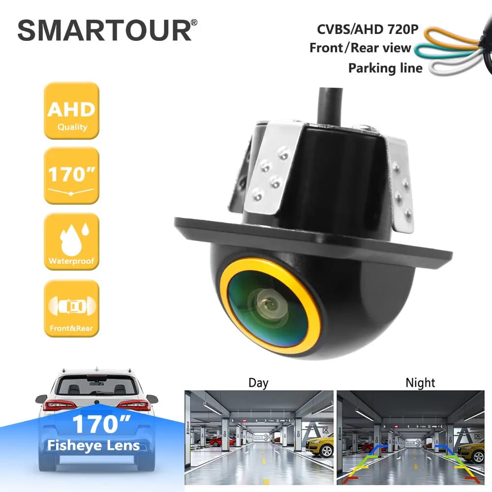 SMARTOUR CCD NTSC Alta Definizione AHD Visione Notturna 170 ° Telecamera per retromarcia veicolo con obiettivo Fisheye e 3 controlli
